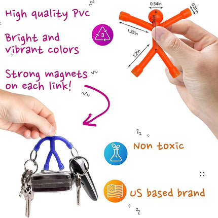 MAGMEN Magnetic Travel Toys, Stretchy, Fun, and Educational Fidget Toys for Kids and Adults Ages 3 and Up Pack of 10 Solid