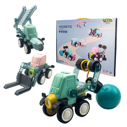 MAGMEN Mini Movers: Magnetic Blocks Building Set - Build Cars, Trucks, Planes & More! Fun & Imaginative STEM Learning Toys (28 pcs) for Kids Ages 3
